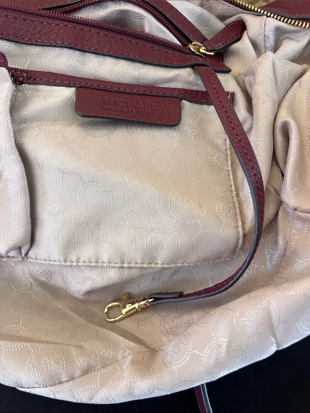 Michael Kors Plum Pebbled Leather Shoulder Hobo with Gold Hardware